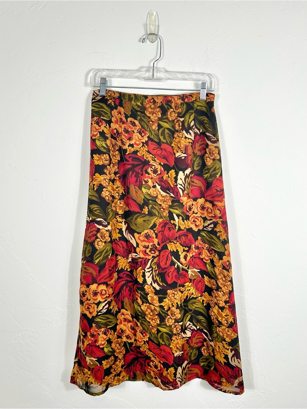 Vintage 90s Premier International Fall Floral Skirt Lined Cottagecore Boho